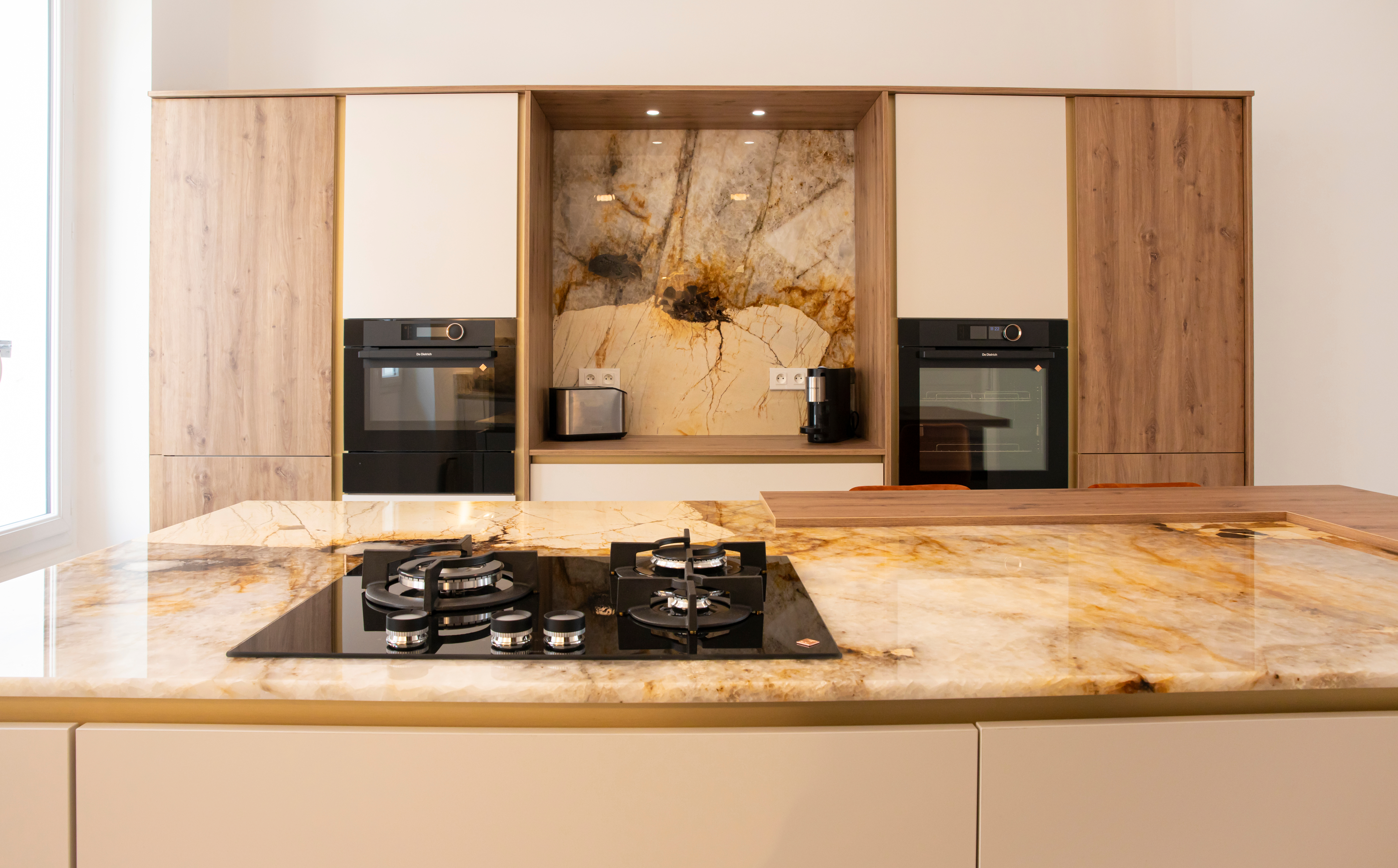 Façades cuisine beige marbré Perene