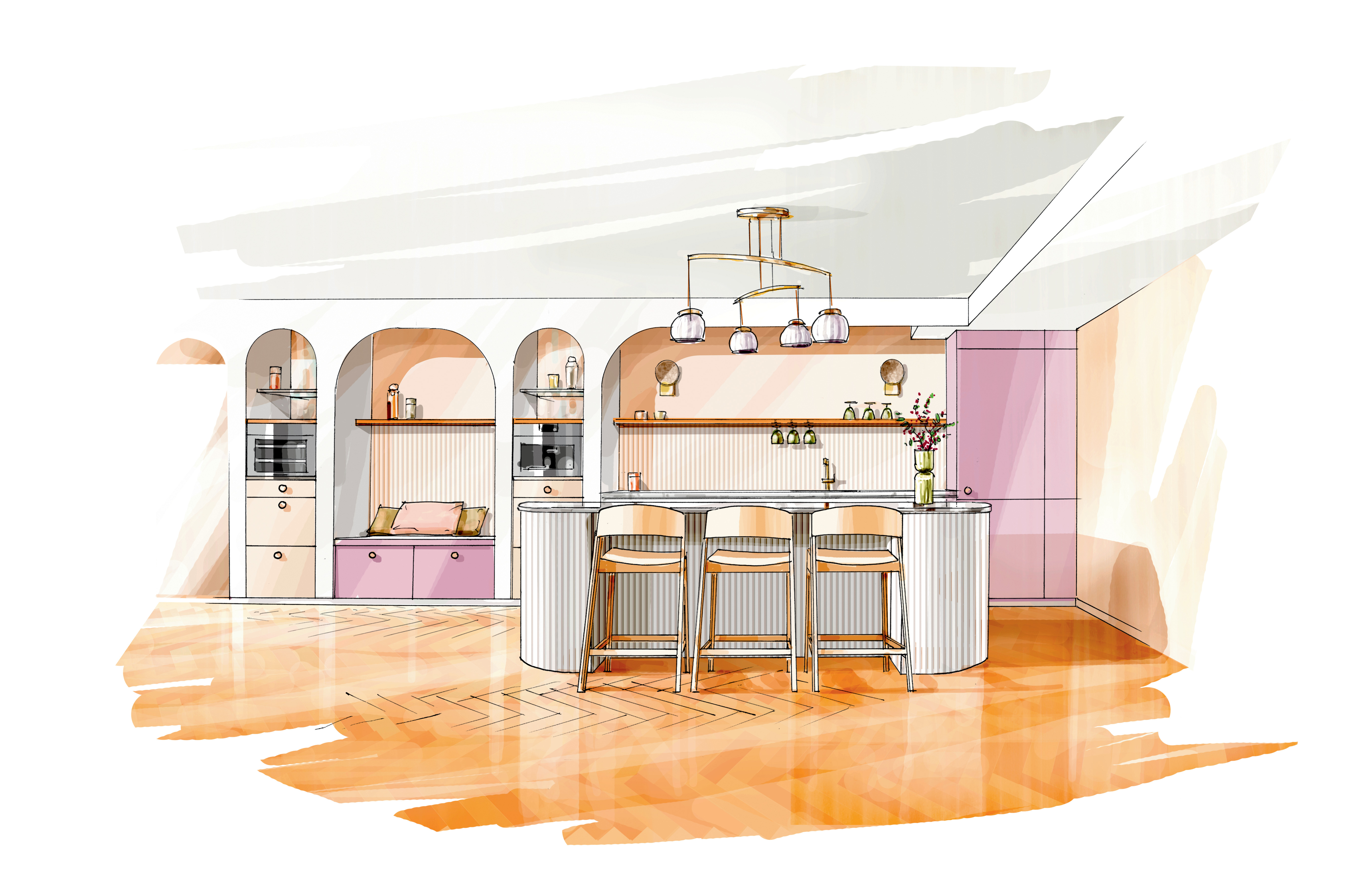 Croquis cuisine bar Perene